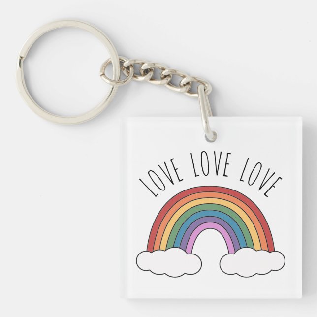 Rainbow Love Love Love Key Ring (Front)