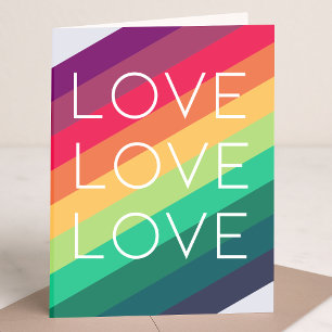 Rainbow   Love Love Love Modern Stylish LGBTQIA Card