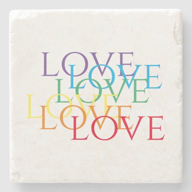 RAINBOW LOVE Marble Stone Coaster (Front)