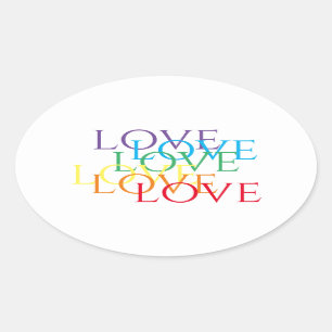 RAINBOW LOVE Oval Stickers 