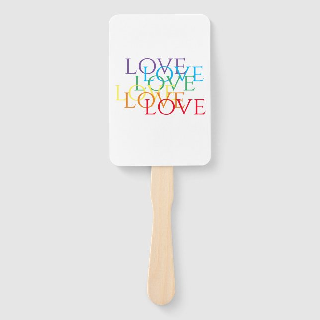 RAINBOW LOVE Rectangle Hand Fan (Front)