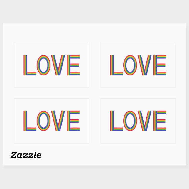 Rainbow Love Rectangular Sticker (Sheet)