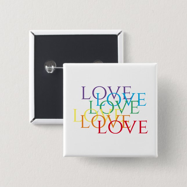 RAINBOW LOVE Square Button  (Front & Back)