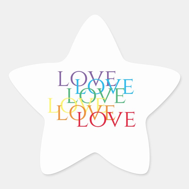 RAINBOW LOVE Star Stickers  (Front)