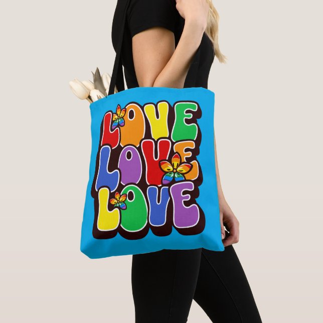 Rainbow Love Tote Bag (Close Up)