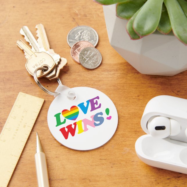 Rainbow Love Wins Pride Heart Key Ring (Desk)