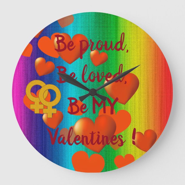 Rainbow Love Women Large Clock (Front)