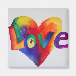 Rainbow Love Word Magnet Inspirational Painting