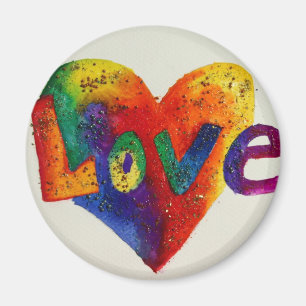 Rainbow Love Word Magnet Inspirational Painting