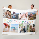 Rainbow 'LOVE YOU DADDY' Photo Collage Keepsake Fleece Blanket<br><div class="desc">Create your very own special keepsake blanket for dads. Design features 8 square photographs of your choice with modern rainbow typography 'LOVE YOU DADDY' and personalise with message and name/s.</div>