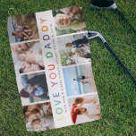 Rainbow 'LOVE YOU DADDY' Photo Collage Keepsake Golf Towel<br><div class="desc">Give your dad a golf towel he'll cherish forever by adding 8 of your favourite photos with the heartwarming message 'LOVE YOU DADDY' in a modern rainbow typography. Personalise this keepsake towel with your own message and name and make it a one-of-a-kind Father's Day gift!</div>