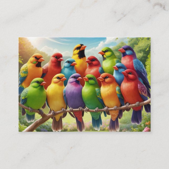 Rainbow Lovebirds: A Serenade in the Garden Business Card (Front)