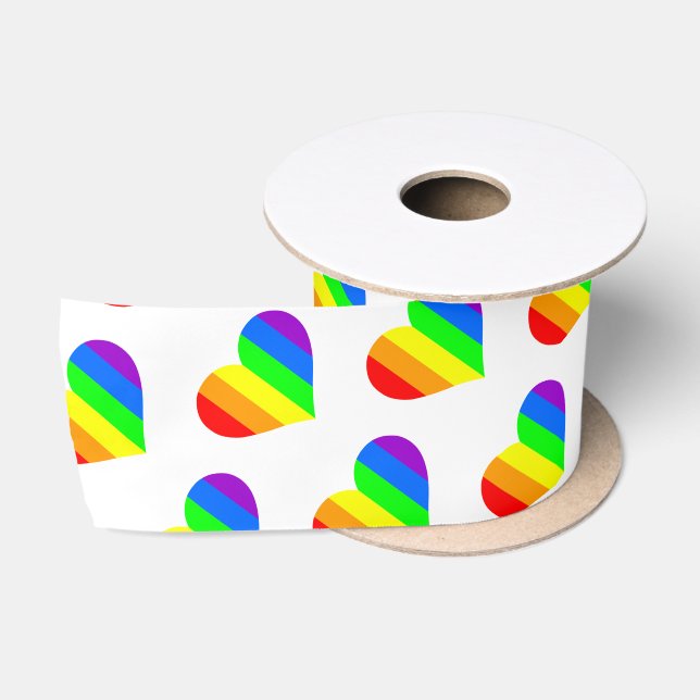 Rainbow Lover Hearts Satin Ribbon (Spool)