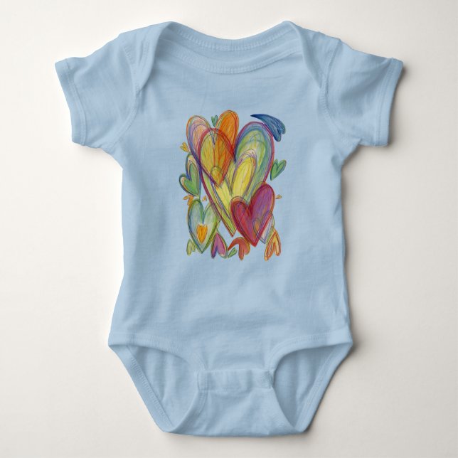 Rainbow Loving Hearts Art Custom Bodysuit (Front)