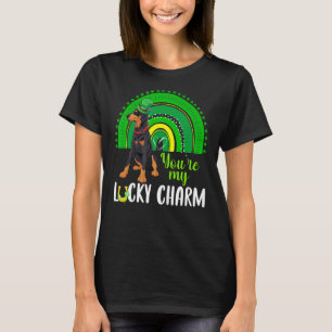Rainbow Lucky Charm Doberman Dog Lover St Patricks T-Shirt