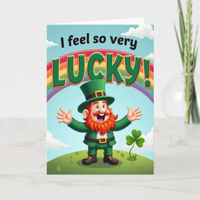 Rainbow Lucky Leprechaun Scene Card (Front)