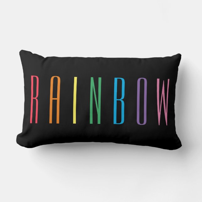 RAINBOW Lumbar Pillow / Black (Front)