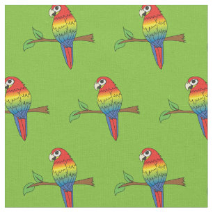 Rainbow Macaw Parrots Cute Birds Fabric