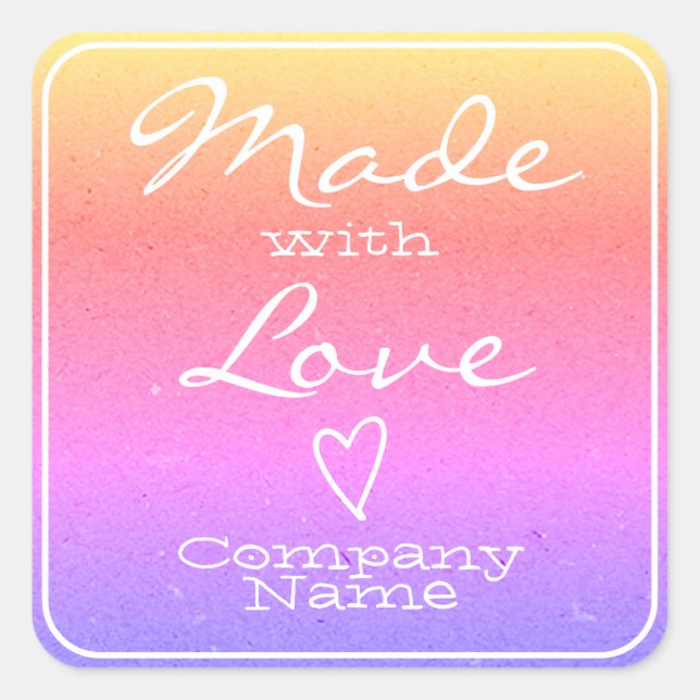 Rainbow Made with Love Labels Kraft Paper Heart (Front)