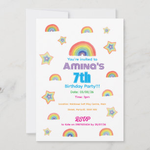 Rainbow Magic Childrens Birthday Invitation