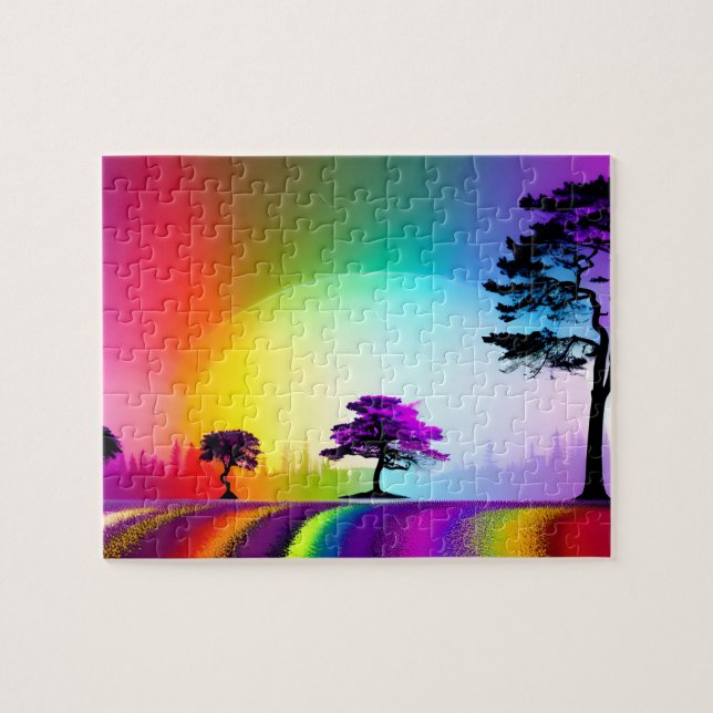 Rainbow main Street through Abstract Colourful Tow Jigsaw Puzzle (Horizontal)