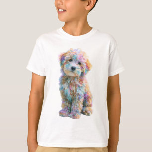 Rainbow Maltipoo Puppy Dog Illustration Kids T-Shirt