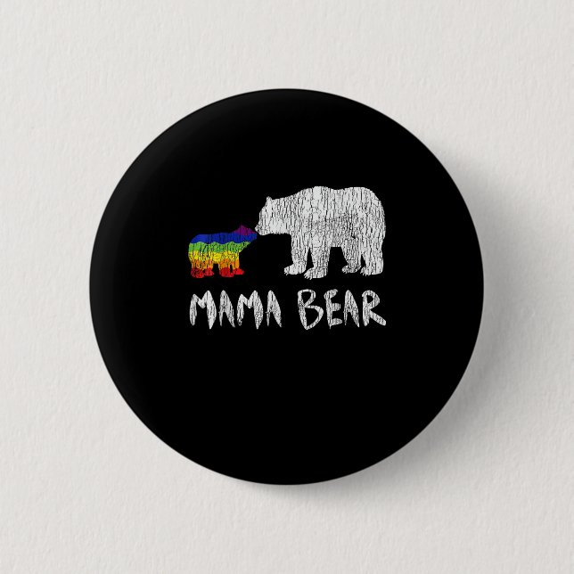 Rainbow Mama Bear Always Forever Love Support Prid 6 Cm Round Badge (Front)