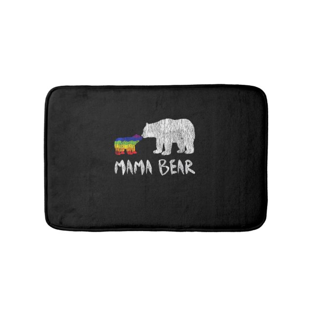 Rainbow Mama Bear Always Forever Love Support Prid Bath Mat (Front)