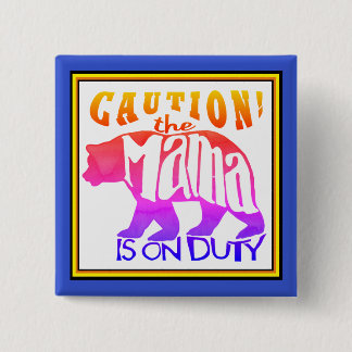 Rainbow Mama Bear on Duty 15 Cm Square Badge