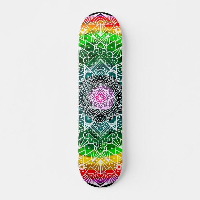 Rainbow Mandala Colourful Skateboard (Front)