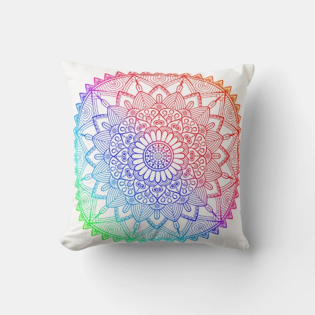 Rainbow Mandala Cushion (Front)