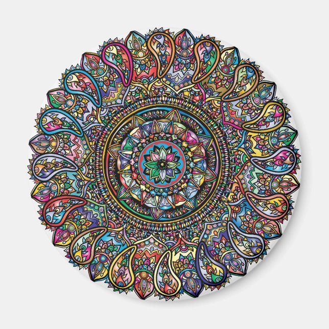 Rainbow Mandala Indian Magnet (Front)