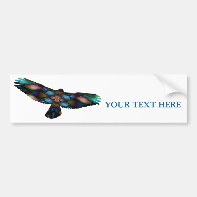 Rainbow Mandala Kaleidoscope Hawk in Flight Bumper Sticker (Front)
