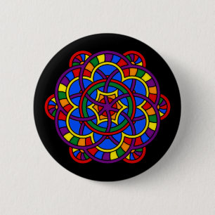 Rainbow Mandala LGBT Pride Flag Colours 6 Cm Round Badge