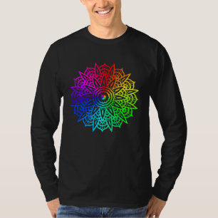 Rainbow Mandala Lotus Flower Sacred Geometry Yoga  T-Shirt