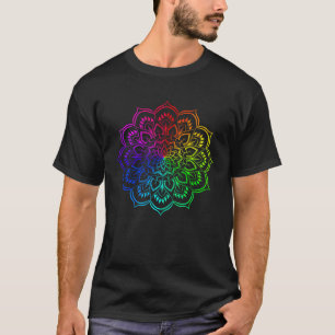 Rainbow Mandala Lotus Flower Sacred Geometry Yoga T-Shirt