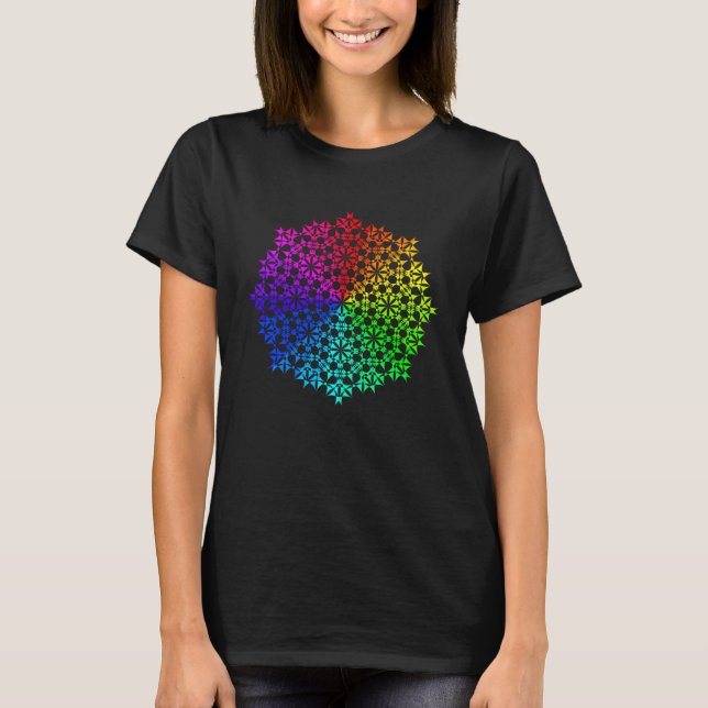 Rainbow Mandala Lotus Flower Sacred Geometry Yoga  T-Shirt (Front)