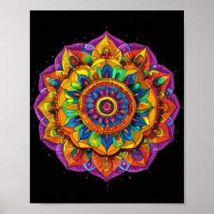 Rainbow Mandala Meditation Pattern Poster