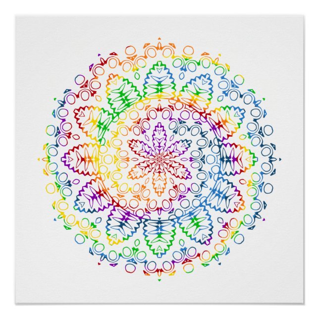 Rainbow Mandala Pattern Design Poster (Front)