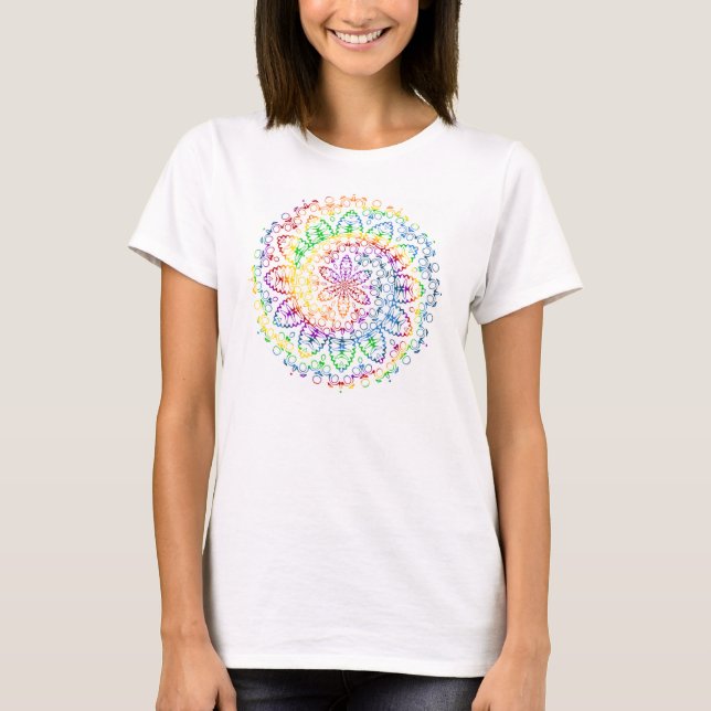 Rainbow Mandala Pattern Design T-Shirt (Front)