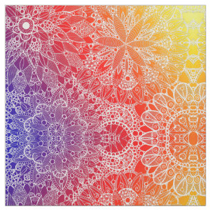 Rainbow Mandala Pattern Fabric