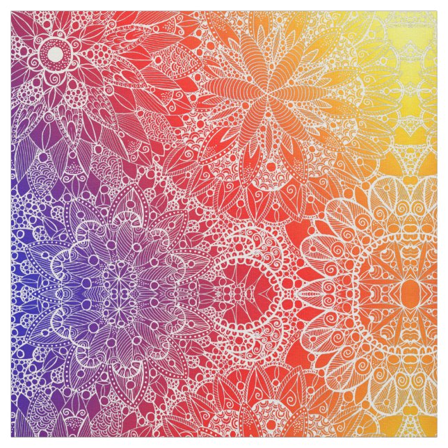 Rainbow Mandala Pattern Fabric (Swatch)