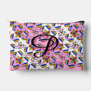 Rainbow Mandala Pride Monogram - Vibrant Geometric Accessory Pouch