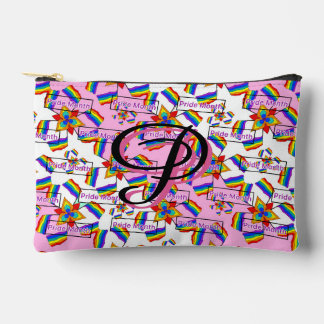 Rainbow Mandala Pride Monogram - Vibrant Geometric Accessory Pouch
