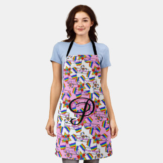Rainbow Mandala Pride Monogram - Vibrant Geometric Apron