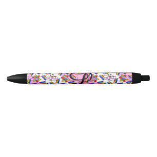 Rainbow Mandala Pride Monogram - Vibrant Geometric Black Ink Pen