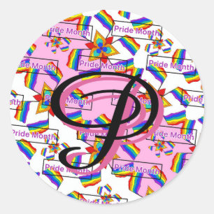 Rainbow Mandala Pride Monogram - Vibrant Geometric Classic Round Sticker
