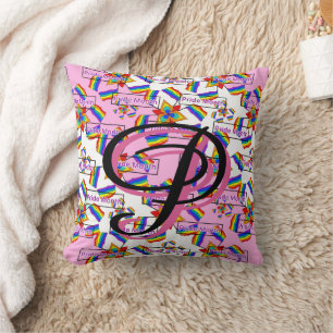 Rainbow Mandala Pride Monogram - Vibrant Geometric Cushion
