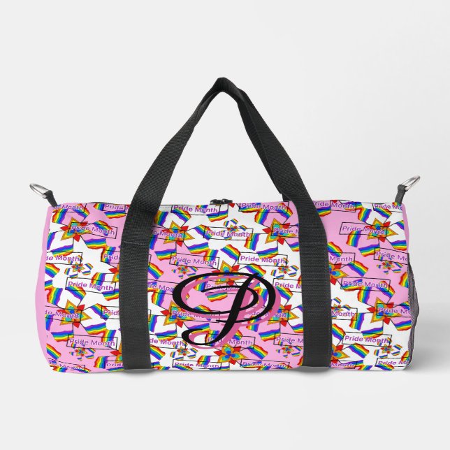 Rainbow Mandala Pride Monogram - Vibrant Geometric Duffle Bag (Front)