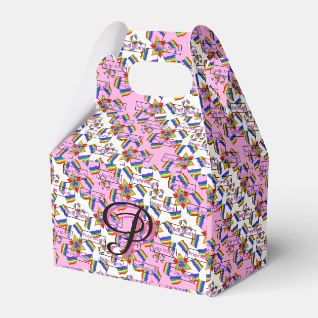 Rainbow Mandala Pride Monogram - Vibrant Geometric Favour Box (Front Side)